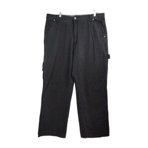 PLUGG Relaxed Fit Jeans Men's 36 x 32 Black Wide Leg Carpenter-Style Pockets